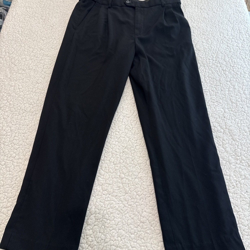 David Taylor Men's Dress Pants 36X30 Flat black Front Slacks Career Work pants